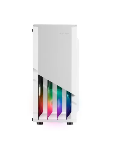 Mars Gaming MC-X2, Caja PC Gaming ATX, Frontal Acero FRGB, 2 Ventiladores 12cm FRGB, Ventana Lateral Completa, Blanco