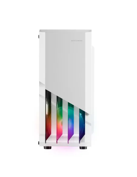 Mars Gaming MC-X2, Caja PC Gaming ATX, Frontal Acero FRGB, 2 Ventiladores 12cm FRGB, Ventana Lateral Completa, Blanco