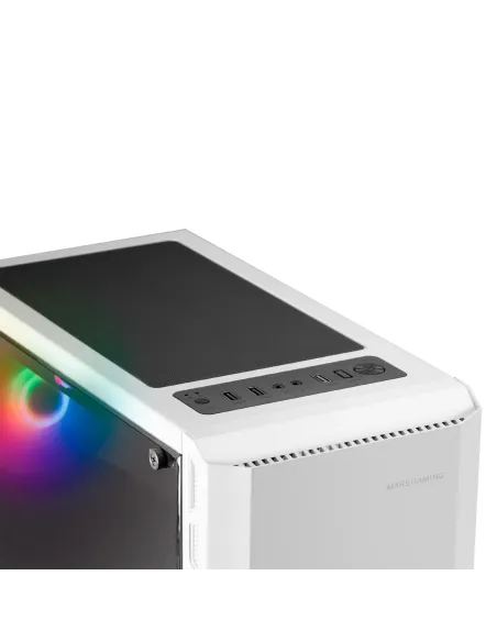 Mars Gaming MC-X2, Caja PC Gaming ATX, Frontal Acero FRGB, 2 Ventiladores 12cm FRGB, Ventana Lateral Completa, Blanco