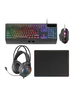 Mars Gaming MCP124PRO, Combo Gaming 4en1, Teclado RGB H-Mech con Reposamuñecas, Ratón RGB 3200DPI y Switches HUANO, Auriculares