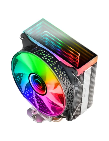 Mars Gaming MCPU-VR Negro, Disipador CPU, Doble Espejo Infinito ARGB, 4 Heatpipes HCT, TDP 180W, Ventilador Ultra-silencioso