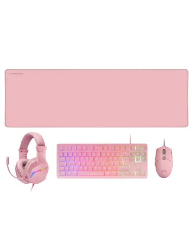 Mars Gaming MCP-RGB3, Pack Gaming Teclado Fixed RGB + Ratón Gaming RGB Flow 3200 DPI + Auriculares Over-Ear RGB + Alfombrilla