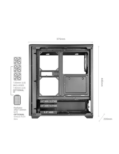 Mars Gaming MCQUANTUM carcasa de ordenador Midi Tower Negro