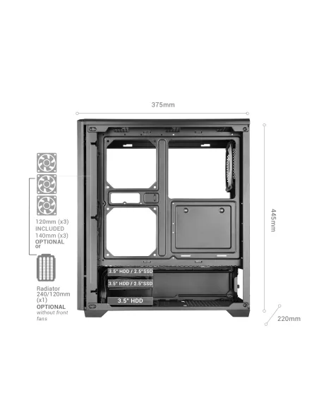 Mars Gaming MCQUANTUM carcasa de ordenador Midi Tower Negro