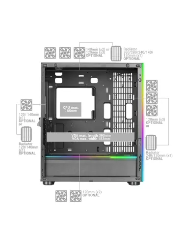 Mars Gaming MC-ULTRA, Torre Gaming Custom XXL E-ATX, Doble Tira LED ARGB, Doble Ventana Cristal Templado, Estructura Cámara