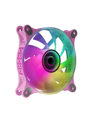 Mars Gaming MF-3D Rosa, Ventilador ARGB 360° 12cm, Espejo Infinito 3D, Sistema Anti-vibraciones, Ultra-silencioso,
