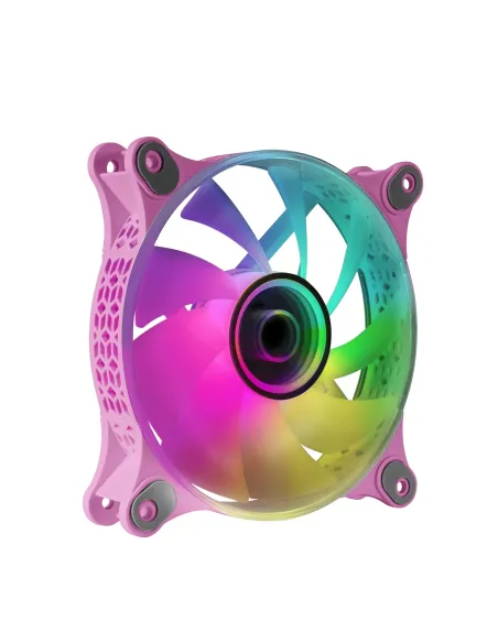 Mars Gaming MF-3D Rosa, Ventilador ARGB 360° 12cm, Espejo Infinito 3D, Sistema Anti-vibraciones, Ultra-silencioso,