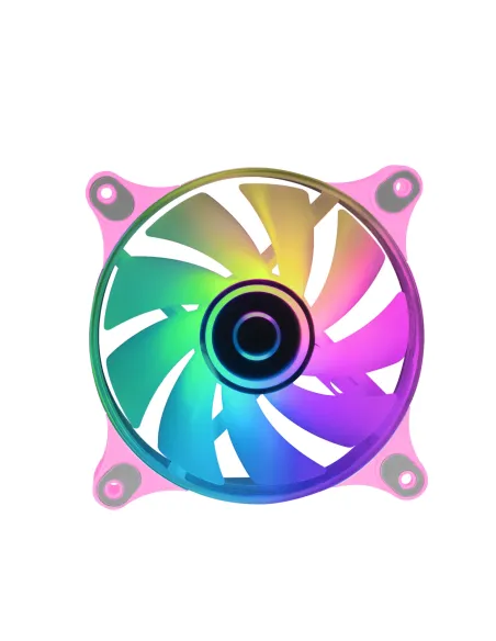 Mars Gaming MF-3D Rosa, Ventilador ARGB 360° 12cm, Espejo Infinito 3D, Sistema Anti-vibraciones, Ultra-silencioso,