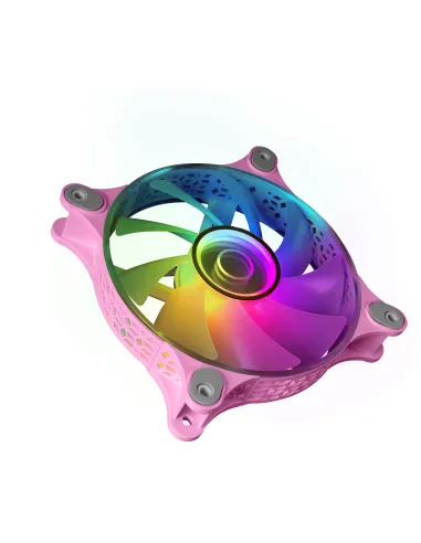 Mars Gaming MF-3D Rosa, Ventilador ARGB 360° 12cm, Espejo Infinito 3D, Sistema Anti-vibraciones, Ultra-silencioso,