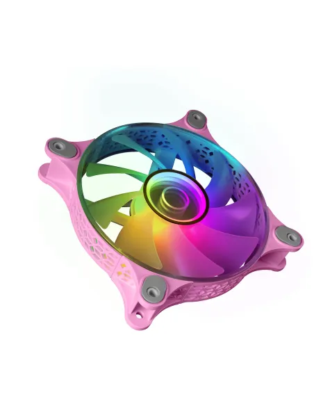 Mars Gaming MF-3D Rosa, Ventilador ARGB 360° 12cm, Espejo Infinito 3D, Sistema Anti-vibraciones, Ultra-silencioso,
