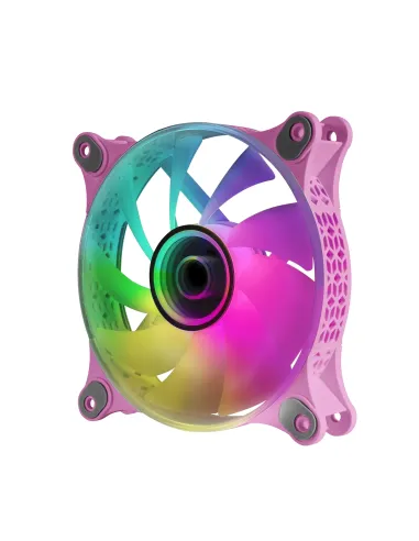 Mars Gaming MF-3D Rosa, Ventilador ARGB 360° 12cm, Espejo Infinito 3D, Sistema Anti-vibraciones, Ultra-silencioso,