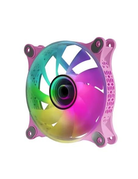 Mars Gaming MF-3D Rosa, Ventilador ARGB 360° 12cm, Espejo Infinito 3D, Sistema Anti-vibraciones, Ultra-silencioso,