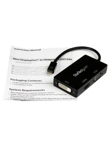 StarTech.com Adaptador Conversor de Mini DisplayPort a VGA DVI o HDMI - Convertidor A V 3 en 1 para viajes