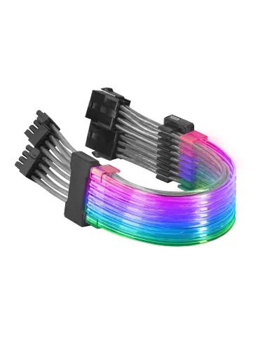 Mars Gaming MCA-16, Cable Extensor ARGB 8+8pin PCIe para Tarjeta Gráfica, LEDs Ultrabrillantes, Compatibilidad Total, AWG18 de