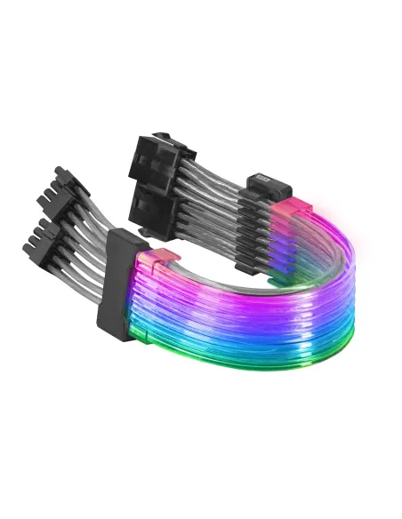 Mars Gaming MCA-16, Cable Extensor ARGB 8+8pin PCIe para Tarjeta Gráfica, LEDs Ultrabrillantes, Compatibilidad Total, AWG18 de