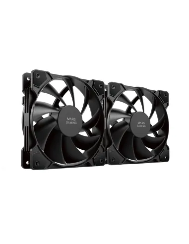 Mars Gaming MF-PROX2 Negro, Kit 2 Ventiladores 120mm, Sistema Anti-vibraciones, Ultra-silenciosos, Doble Conexión 3PIN + 4PIN