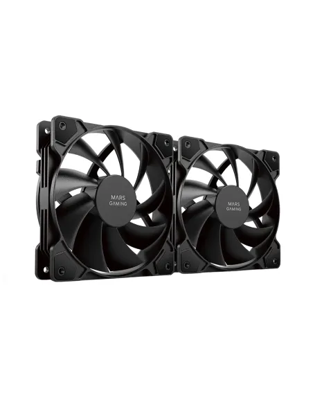 Mars Gaming MF-PROX2 Negro, Kit 2 Ventiladores 120mm, Sistema Anti-vibraciones, Ultra-silenciosos, Doble Conexión 3PIN + 4PIN