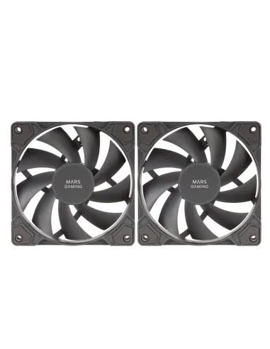 Mars Gaming MF-PROX2 Negro, Kit 2 Ventiladores 120mm, Sistema Anti-vibraciones, Ultra-silenciosos, Doble Conexión 3PIN + 4PIN