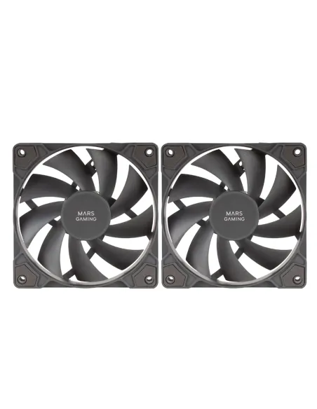 Mars Gaming MF-PROX2 Negro, Kit 2 Ventiladores 120mm, Sistema Anti-vibraciones, Ultra-silenciosos, Doble Conexión 3PIN + 4PIN