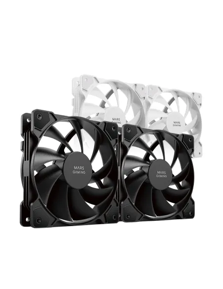 Mars Gaming MF-PROX2 Negro, Kit 2 Ventiladores 120mm, Sistema Anti-vibraciones, Ultra-silenciosos, Doble Conexión 3PIN + 4PIN