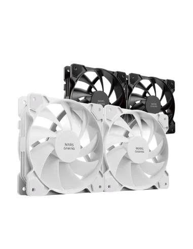 Mars Gaming MF-PROX2 Blanco, Kit 2 Ventiladores 120mm, Sistema Anti-vibraciones, Ultra-silenciosos, Doble Conexión 3PIN + 4PIN