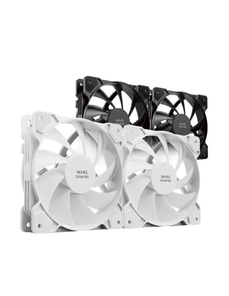 Mars Gaming MF-PROX2 Blanco, Kit 2 Ventiladores 120mm, Sistema Anti-vibraciones, Ultra-silenciosos, Doble Conexión 3PIN + 4PIN