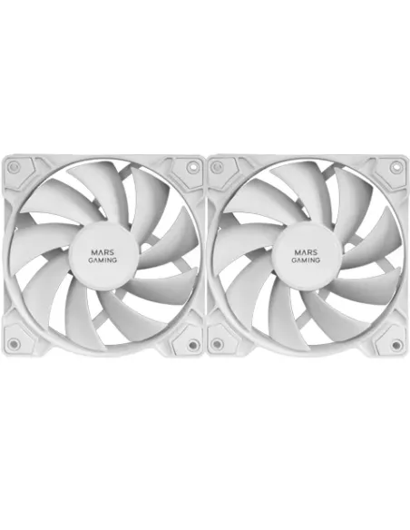 Mars Gaming MF-PWMX2 Blanco, Kit 2 Ventiladores 120mm, Ultra silenciosos FDB 12dB, Sistema Anti-vibraciones, Sistema PWM