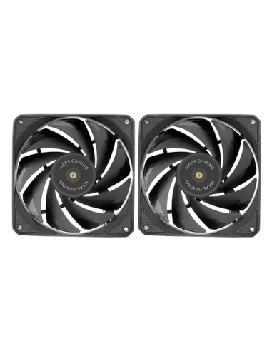 Mars Gaming MF-NCLX2, Kit 2x Ventiladores Ultrasilenciosos 120mm, Diseño Aspas Híbridas, Ventiladores 2en1 con Rodamiento FDB