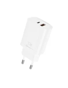Cargador qcharx eros 3a 33w 1 x usb tipo a - 1 x usb tipo c blanco