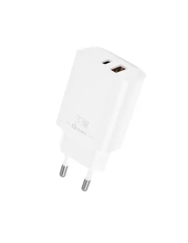 Cargador qcharx eros 3a 33w 1 x usb tipo a - 1 x usb tipo c blanco