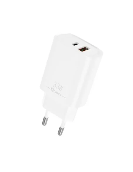 Cargador qcharx eros 3a 33w 1 x usb tipo a - 1 x usb tipo c blanco