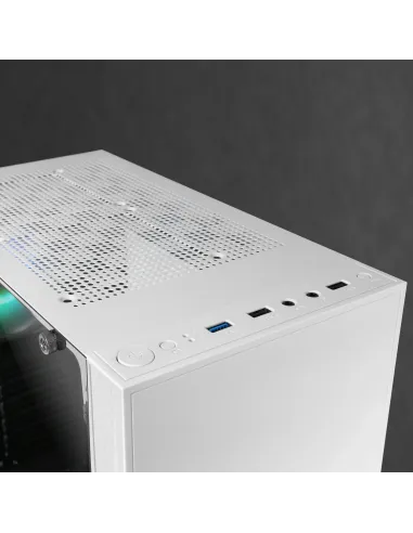 Mars Gaming MC-U3, Caja PC Gaming ATX XL, Frontal Triple ARGB, Ventilador 12cm ARGB, Ventana Cristal Templado, Blanco