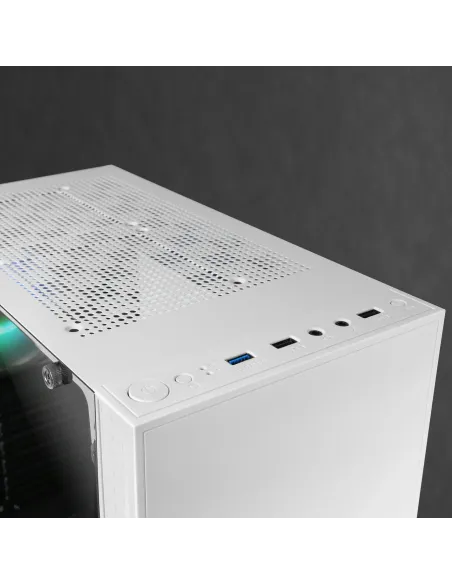 Mars Gaming MC-U3, Caja PC Gaming ATX XL, Frontal Triple ARGB, Ventilador 12cm ARGB, Ventana Cristal Templado, Blanco