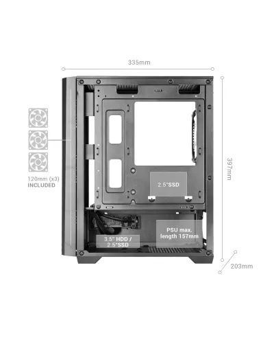 Mars Gaming MCVECTOR carcasa de ordenador Mini Tower Negro