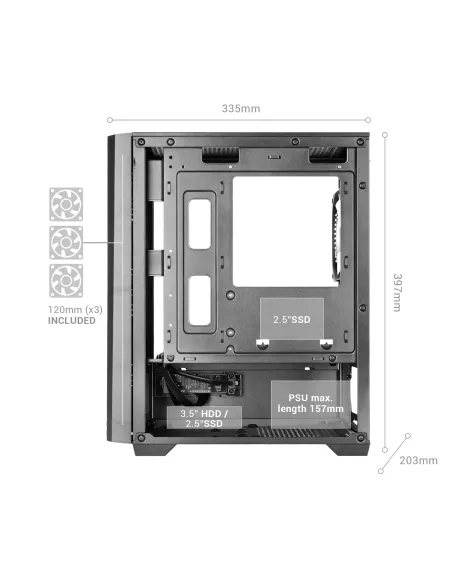 Mars Gaming MCVECTOR carcasa de ordenador Mini Tower Negro