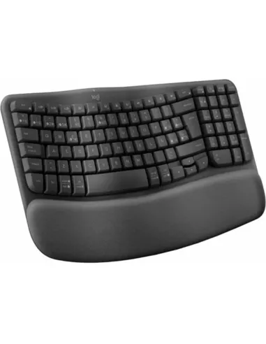 Logitech Wave Keys, teclado ergonómico inalámbrico con reposamanos acolchado, escritura cómoda y natural, Easy-Switch, Bluetooth