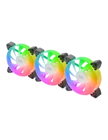 Mars Gaming MF-3A, Kit 3x Ventiladores FDB Ultrasilenciosos 120mm, Iluminación ARGB Rainbow 360º Sin Marco, Ventialdores 3en1