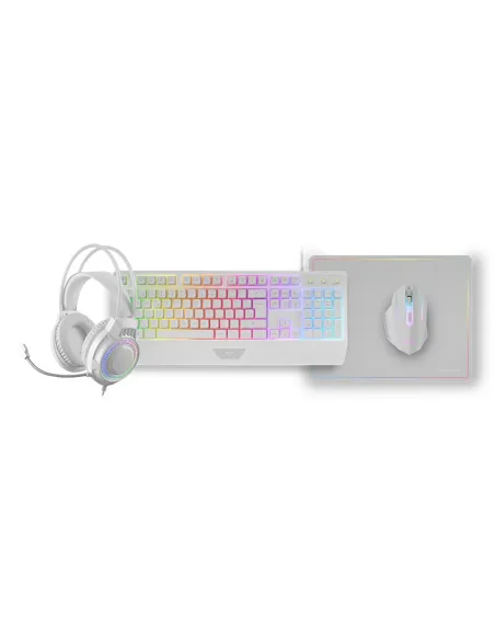 Mars Gaming MCP124PRO, Combo Gaming 4en1, Teclado RGB H-Mech con Reposamuñecas, Ratón RGB 3200DPI y Switches HUANO, Auriculares