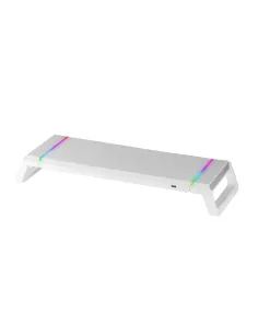 Mars Gaming MGS-ONE Blanco, Soporte Monitor RGB Chroma, Tamaño Ajustable, Soporte Smartphone y Tablet, USB 2.0 Frontal