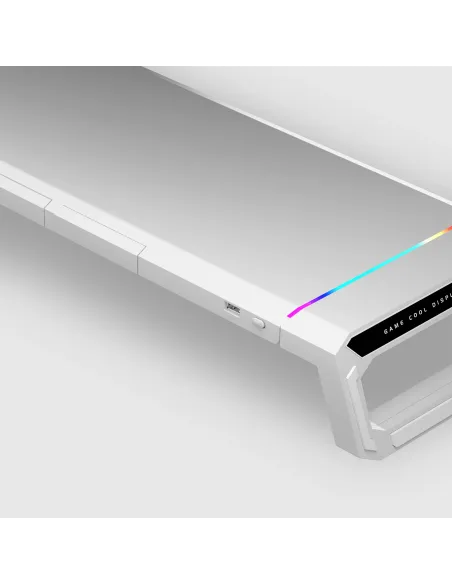 Mars Gaming MGS-ONE Blanco, Soporte Monitor RGB Chroma, Tamaño Ajustable, Soporte Smartphone y Tablet, USB 2.0 Frontal