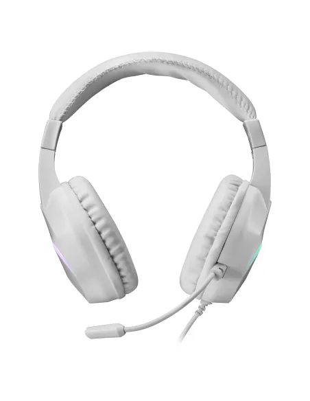 Mars Gaming MH122 Blanco, Cascos Gaming FRGB Over Ear con Micrófono, Sonido HiFi, Cancelación de Sonido, Ultraligeros, PS4 PS5
