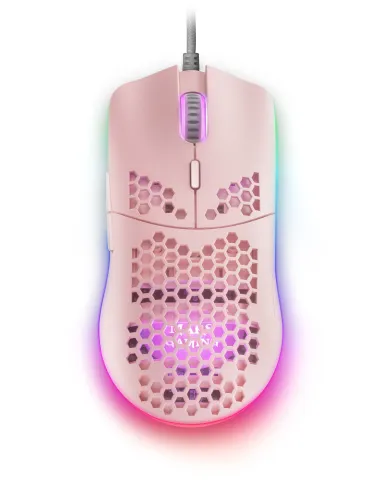 Mars Gaming MMAX, Ratón Ultraligero 69g, Óptico 12400DPI, Chroma RGB, Soft, Rosa