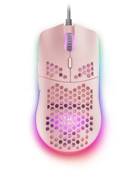 Mars Gaming MMAX, Ratón Ultraligero 69g, Óptico 12400DPI, Chroma RGB, Soft, Rosa