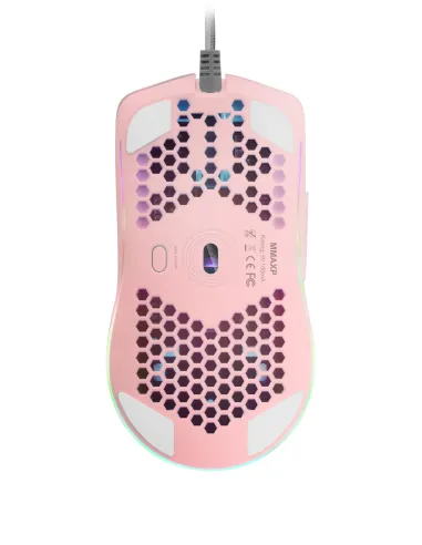 Mars Gaming MMAX, Ratón Ultraligero 69g, Óptico 12400DPI, Chroma RGB, Soft, Rosa