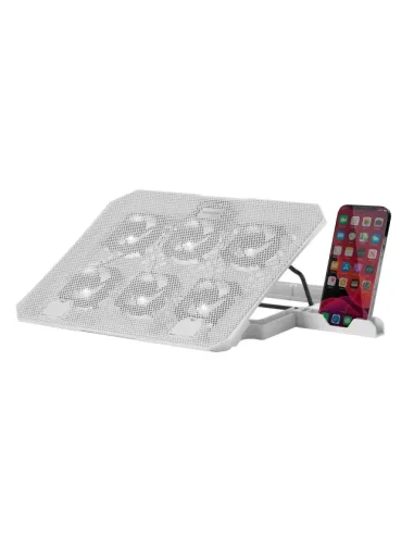 Mars Gaming MNBC23, Base Refrigeradora y Stand 16”, 6 Ventiladores Controlables con LED Azul, Stand 6 Posiciones, Soporte
