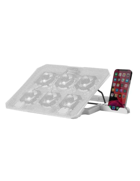 Mars Gaming MNBC23, Base Refrigeradora y Stand 16”, 6 Ventiladores Controlables con LED Azul, Stand 6 Posiciones, Soporte
