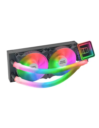 Mars Gaming ML-ULTRA240 Negro, Refrigeración Líquida CPU, TDP 500W, Espejo Infinito, 2 Ventiladores Silenciosos FDB ARGB, Tubos