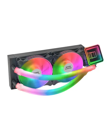 Mars Gaming ML-ULTRA240 Negro, Refrigeración Líquida CPU, TDP 500W, Espejo Infinito, 2 Ventiladores Silenciosos FDB ARGB, Tubos