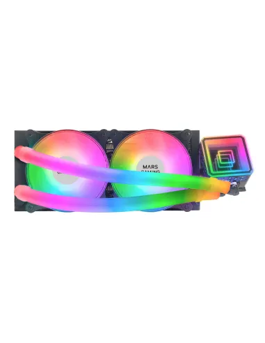 Mars Gaming ML-ULTRA240 Negro, Refrigeración Líquida CPU, TDP 500W, Espejo Infinito, 2 Ventiladores Silenciosos FDB ARGB, Tubos