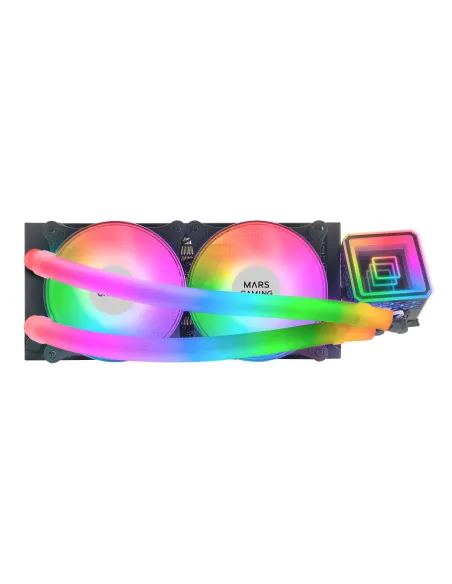 Mars Gaming ML-ULTRA240 Negro, Refrigeración Líquida CPU, TDP 500W, Espejo Infinito, 2 Ventiladores Silenciosos FDB ARGB, Tubos